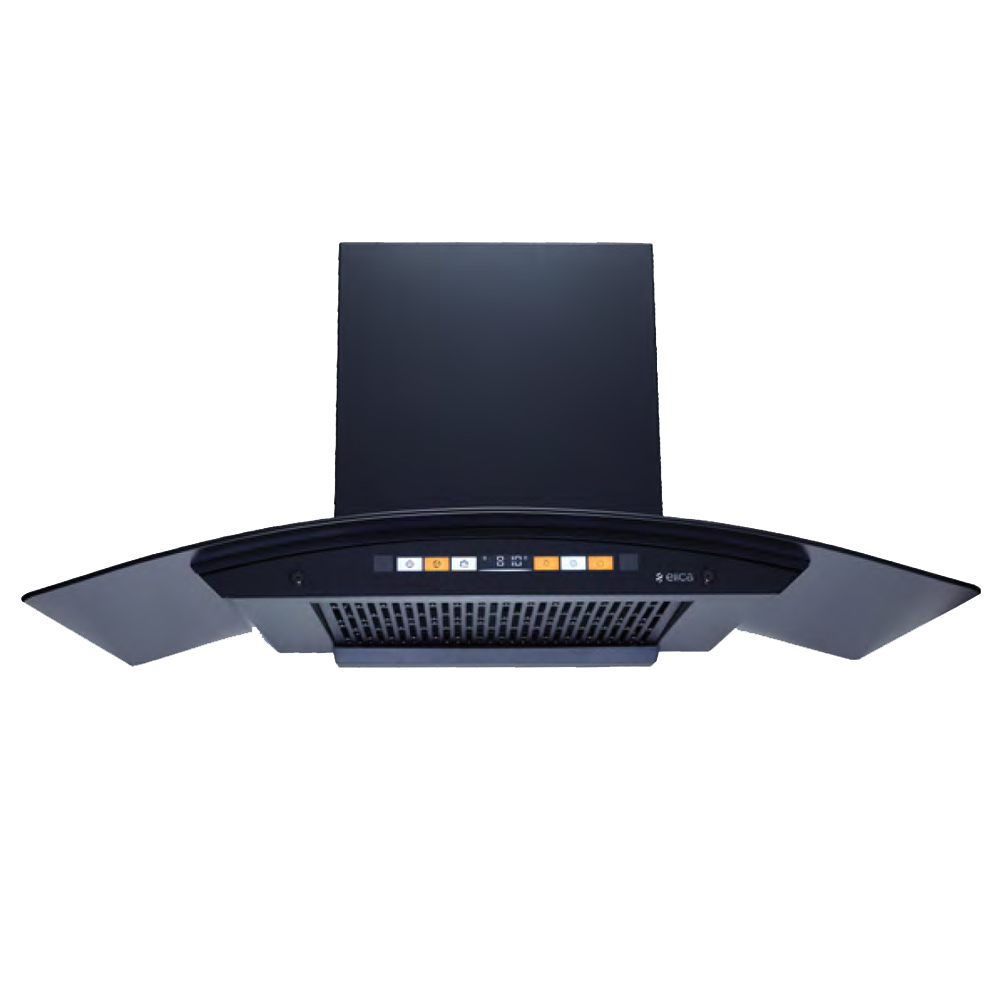 Elica 90 cm Curve Glass Chimney (WD HS ORG FL 900 HAC LTW MS NERO) model WD HS ORG FL 900 HAC LTW MS NERO front view - GharOne Nepal